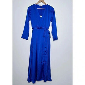 NSR / Napean Sea Rd Nordstrom NWT Royal Blue Faux Wrap Maxi Dress Size Small